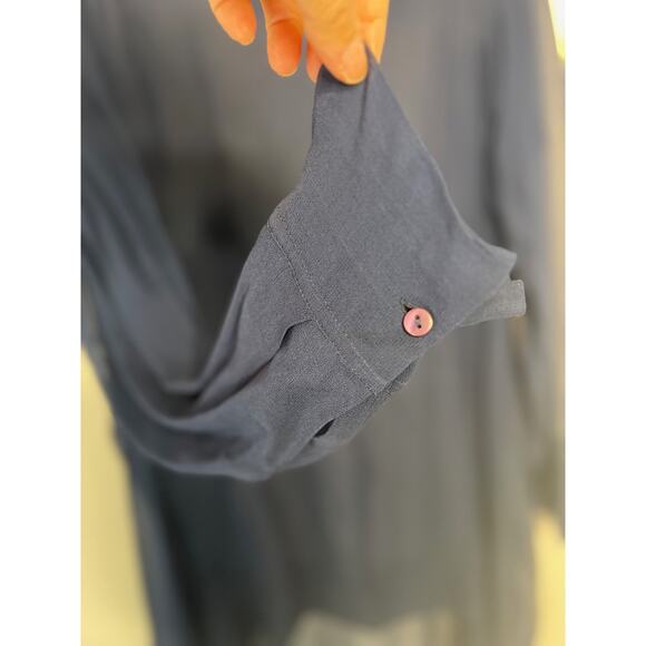 Chan Luu Sheer Navy Blue Long Sleeve Coverup Handmade in India Size L - Picture 4 of 9